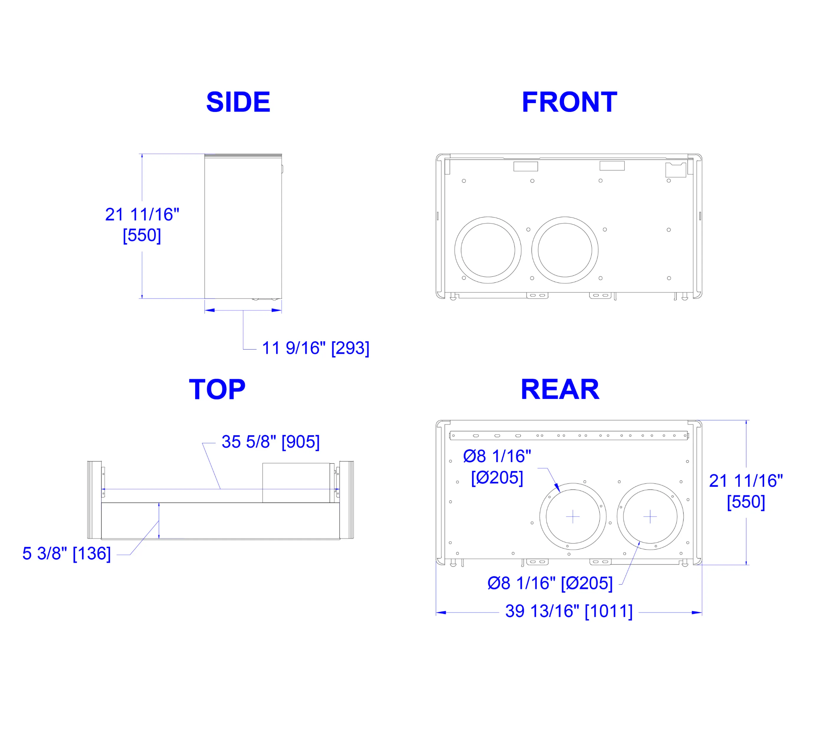 AIO Ceiling Suspended w/ERV dimensions drawing