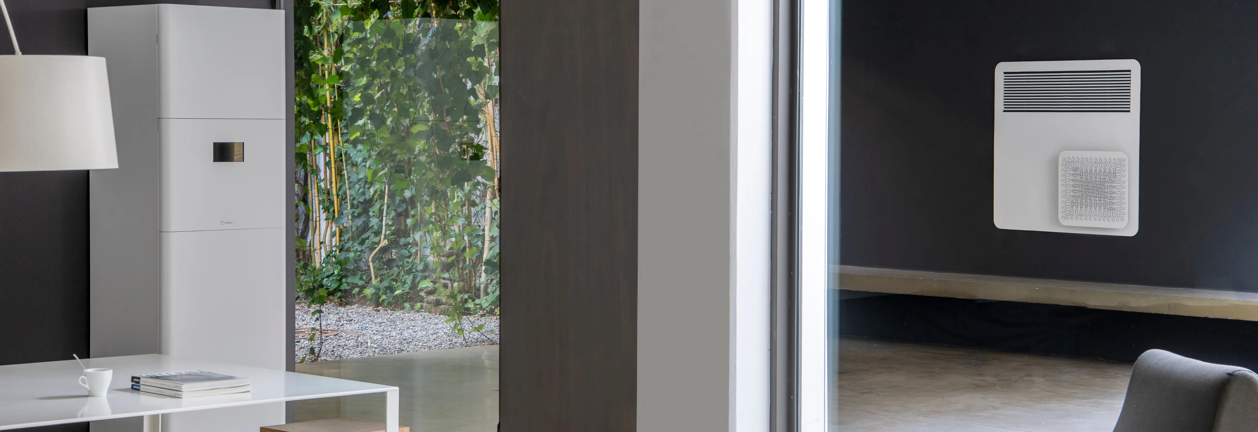 STØNE indoor units in a dark modern interior