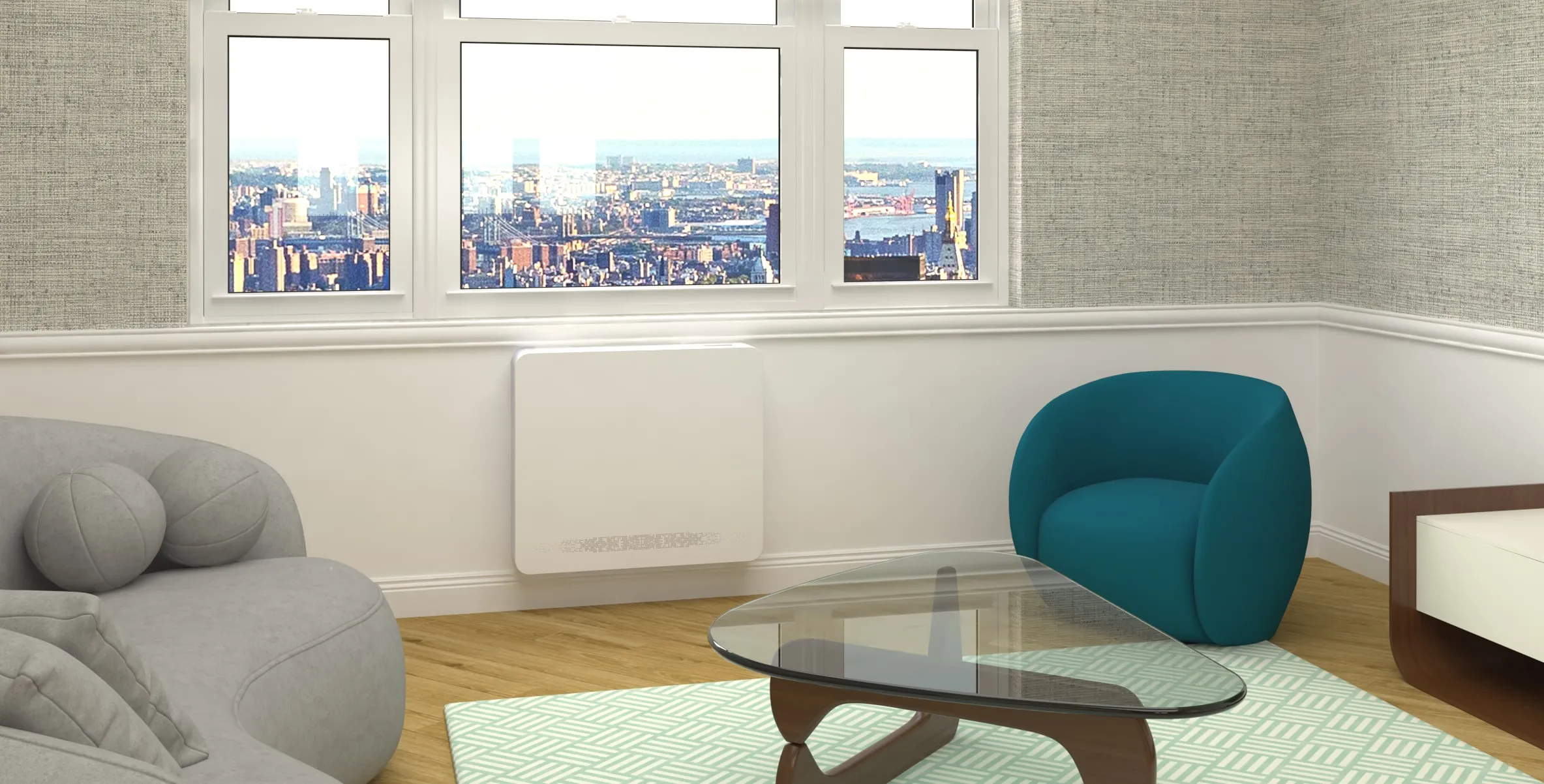 A retrofitted interior served by a split system