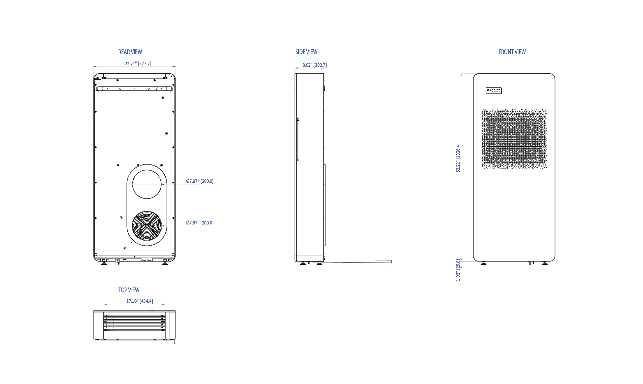 AIO Floor Standing dimensions drawing