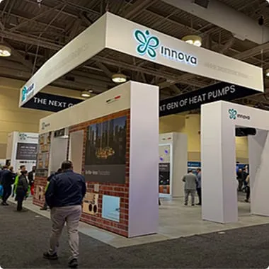 The INNOVA booth at a trade show