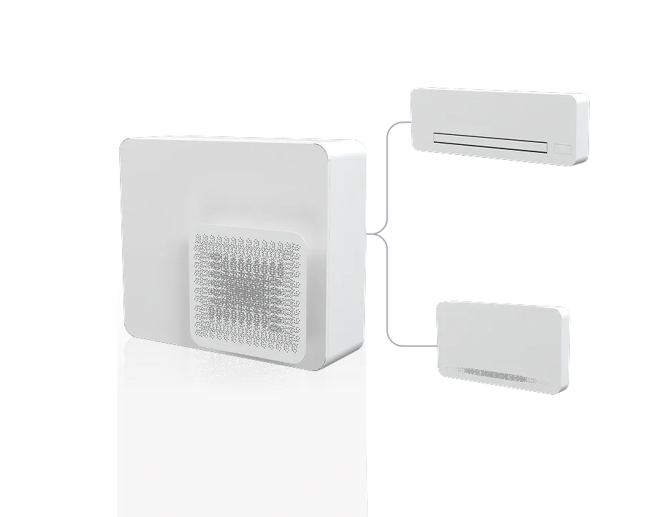 An INNOVA split system — the outdoor unit linked to a wall-mounted and a ducted indoor unit
