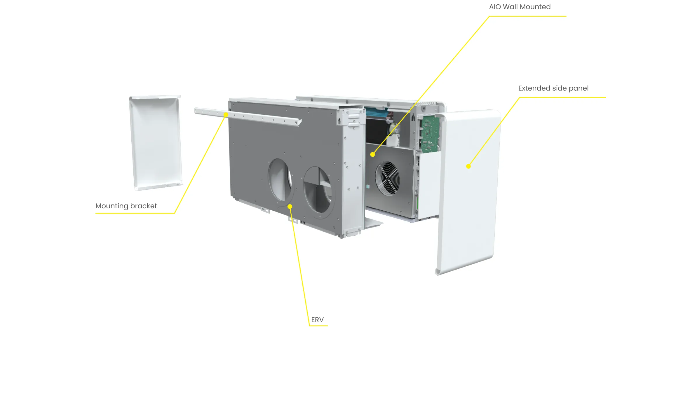 ERV module combined with AIO Wall Mounted, rear view