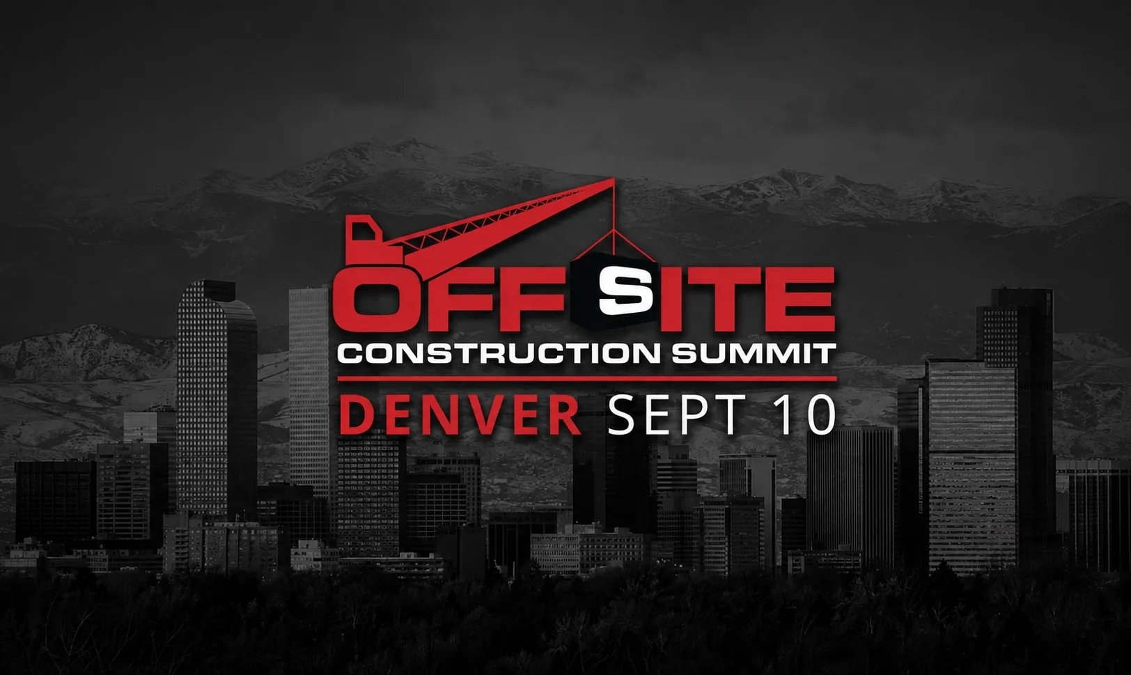 Offsite Construction Summit Denver banner over the Denver skyline
