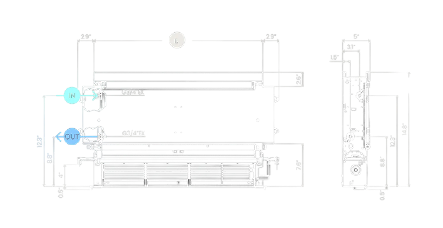 OSMO Recessed Wall Plaster Frame low-version dimensioned drawing